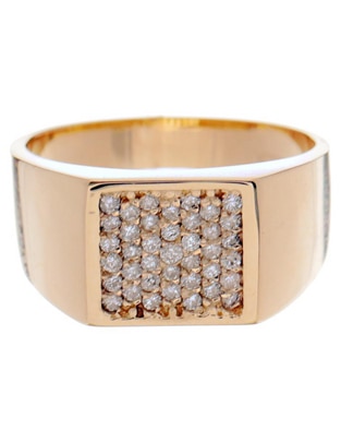 Anillo cuadrada 14 k de oro amarillo diamante pulido Anillo cuadrada 14 k de oro amarillo diamante pulido