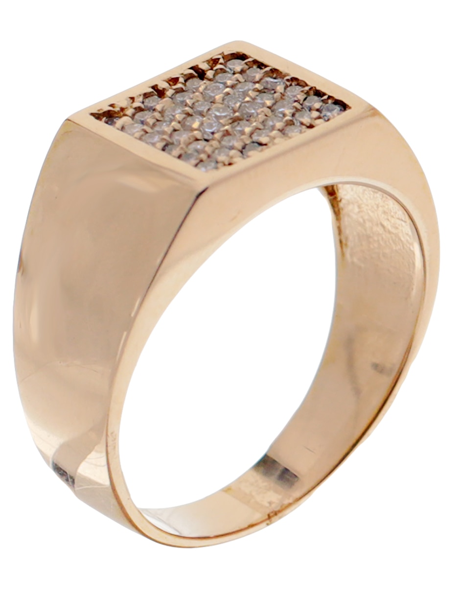 Anillo cuadrada 14 k de oro amarillo diamante pulido 3