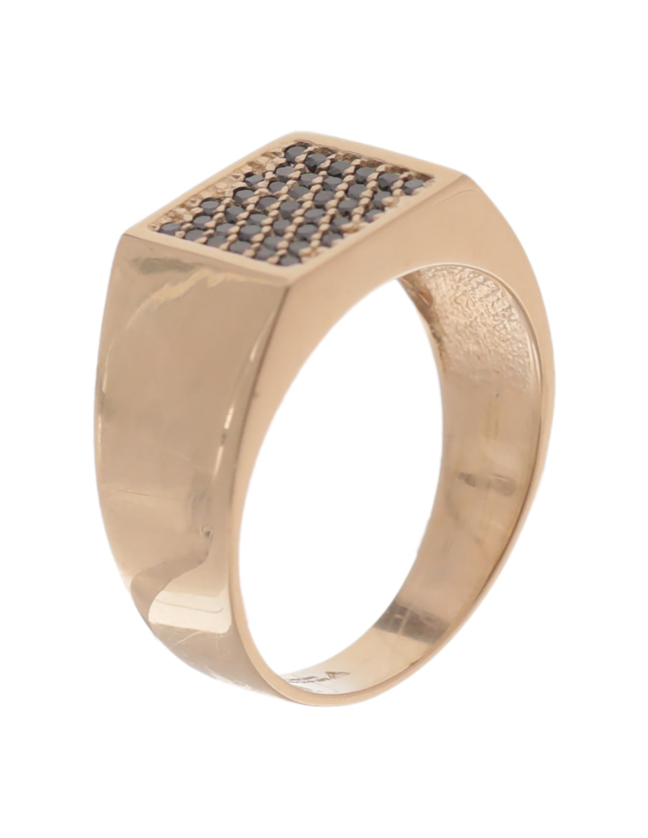 Anillo cuadrada 14 k de oro amarillo diamante negro pulido 3