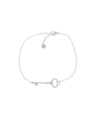 Pulsera de oro blanco con zirconia 14 K acabado pulido Pulsera de oro blanco con zirconia 14 K acabado pulido