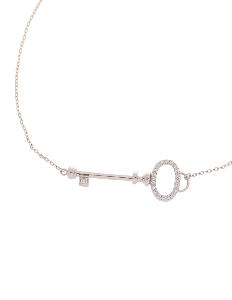 Pulsera de oro blanco con zirconia 14 K acabado pulido 2
