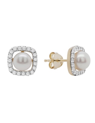 Broqueles cuadrados de oro blanco 14 K con acabado espejo