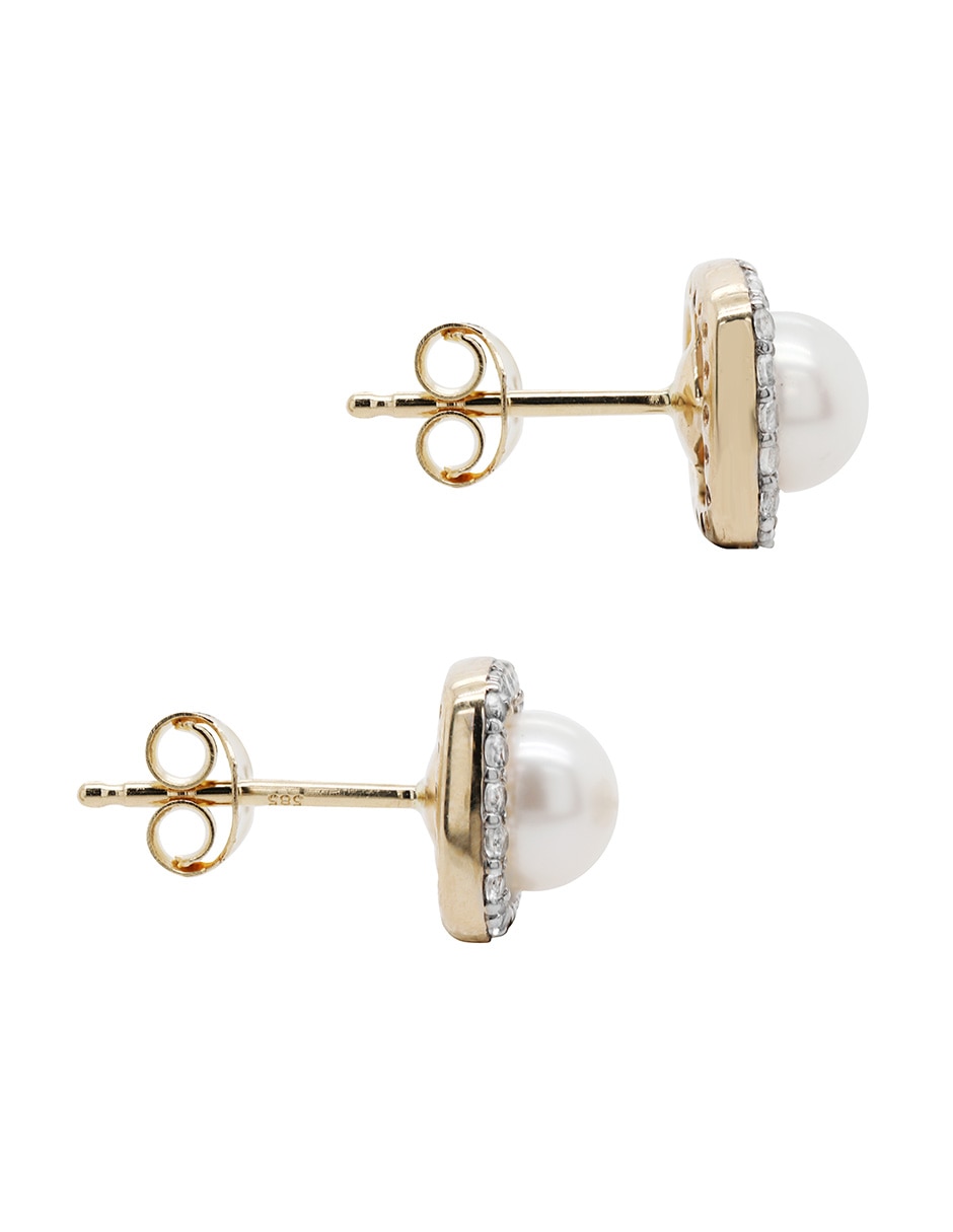 Broqueles cuadrados de oro blanco 14 K con acabado espejo 3