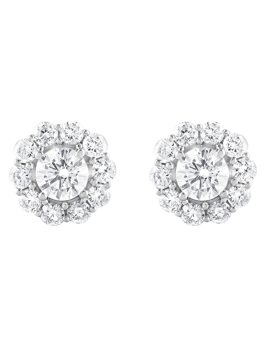 Aretes de flor de oro con acabado pavé diamante Aretes de flor de oro con acabado pavé diamante