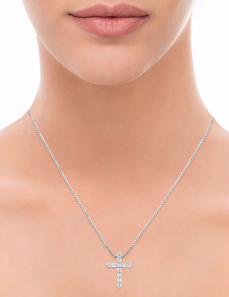 Collar con dije de cruz de oro 14 K