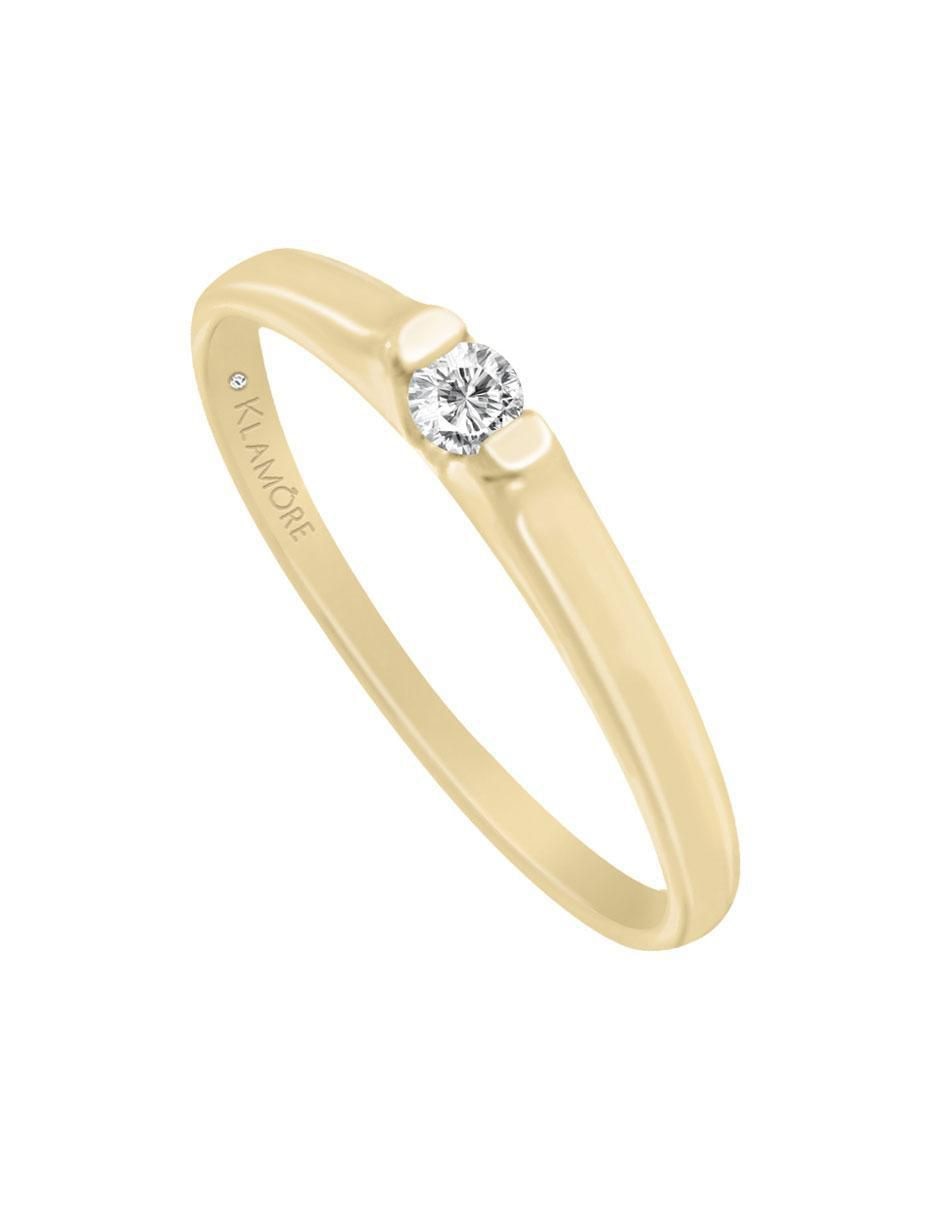 Solitario 14 k Gardenia diamante 5