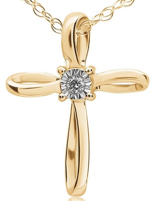 Collar de cruz Jayda de oro amarillo 14 K