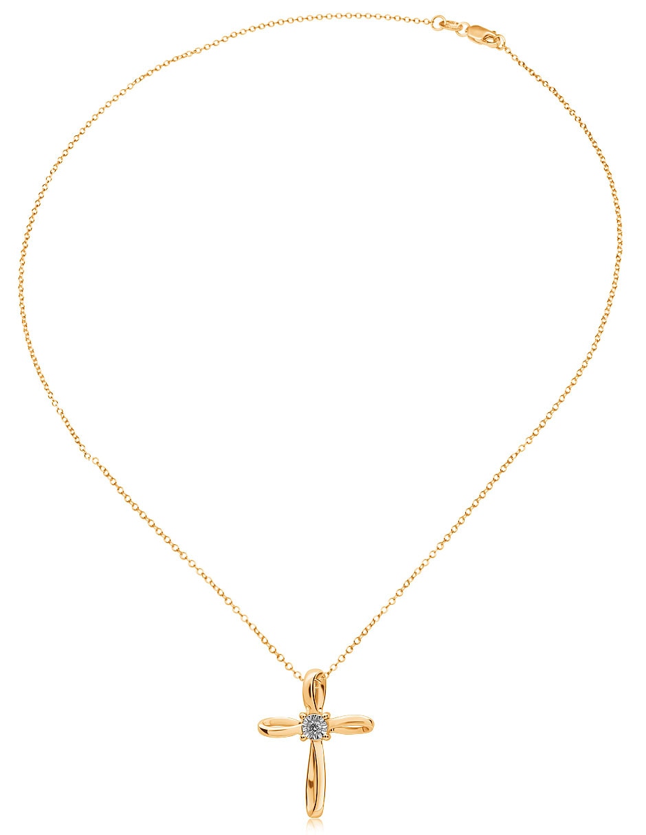 Collar de cruz de oro amarillo 14 K