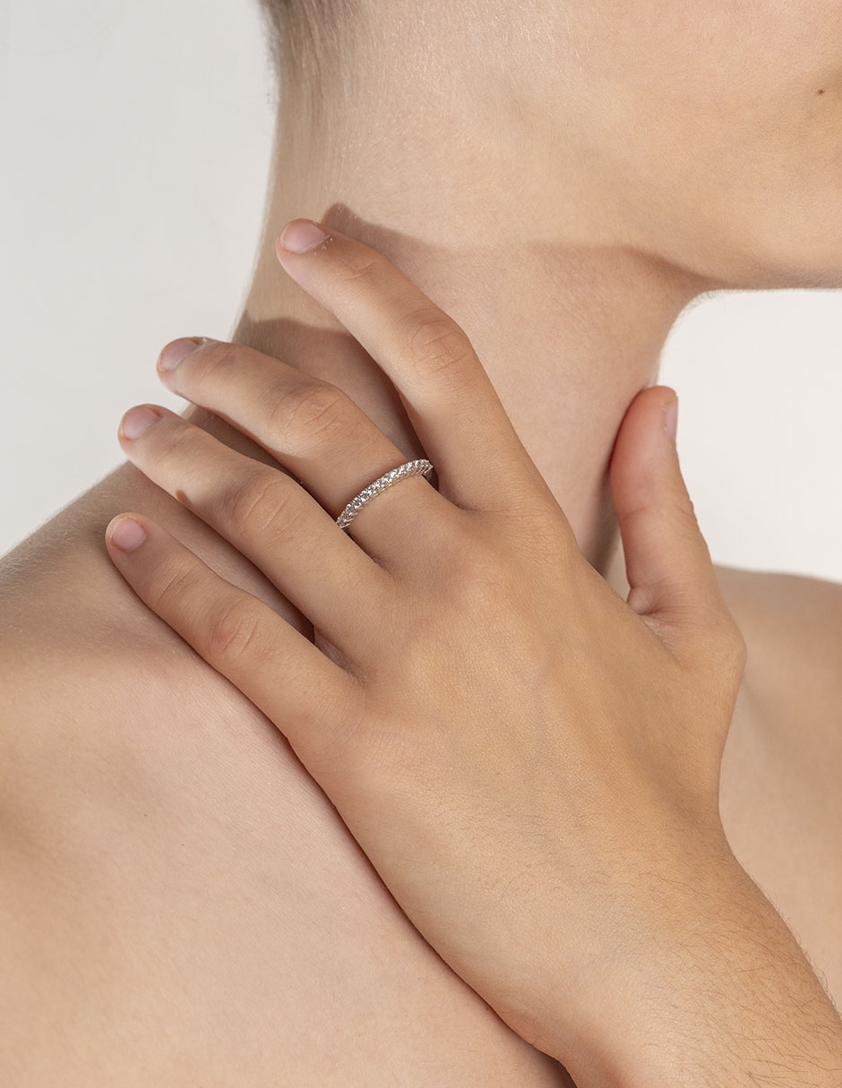 Anillo de compromiso de oro blanco 14 k diamante