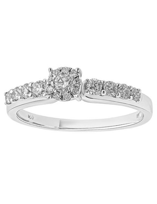 Anillo de compromiso de oro blanco 14 k Jayda diamante
