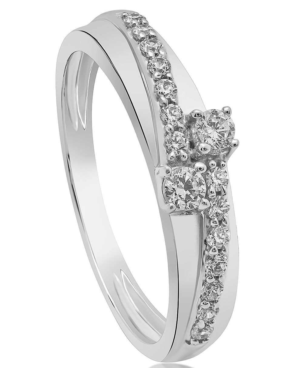 Anillo de compromiso de oro blanco 14 k diamante 3