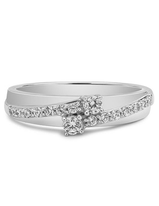 Anillo de compromiso de oro blanco 14 k diamante 1