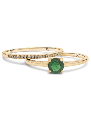 Anillo de compromiso de oro amarillo 14 k Jayda esmeralda
