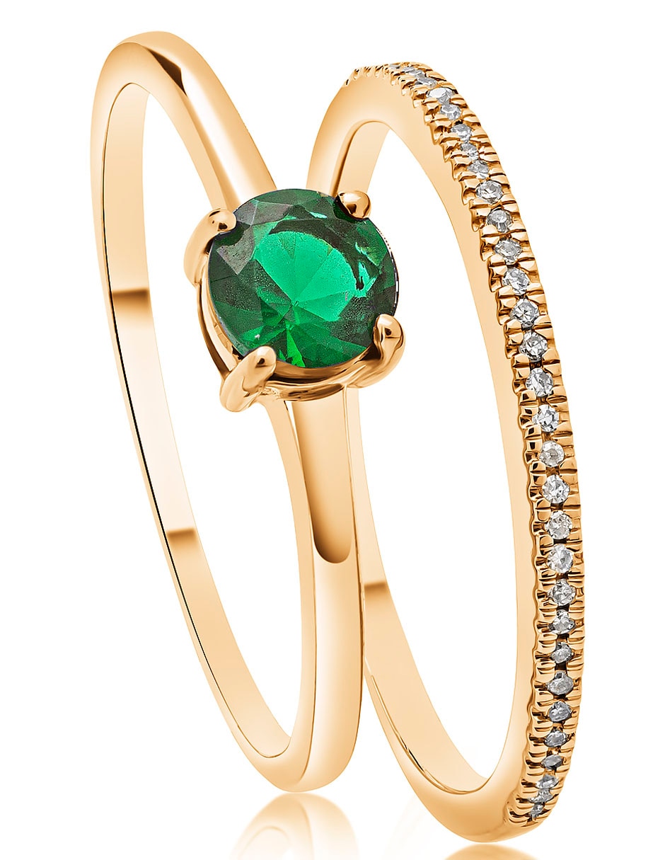 Anillo de compromiso de oro amarillo 14 k Jayda esmeralda