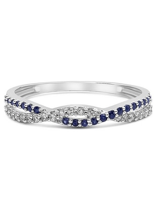 Anillo de compromiso de oro blanco 14 k zafiro