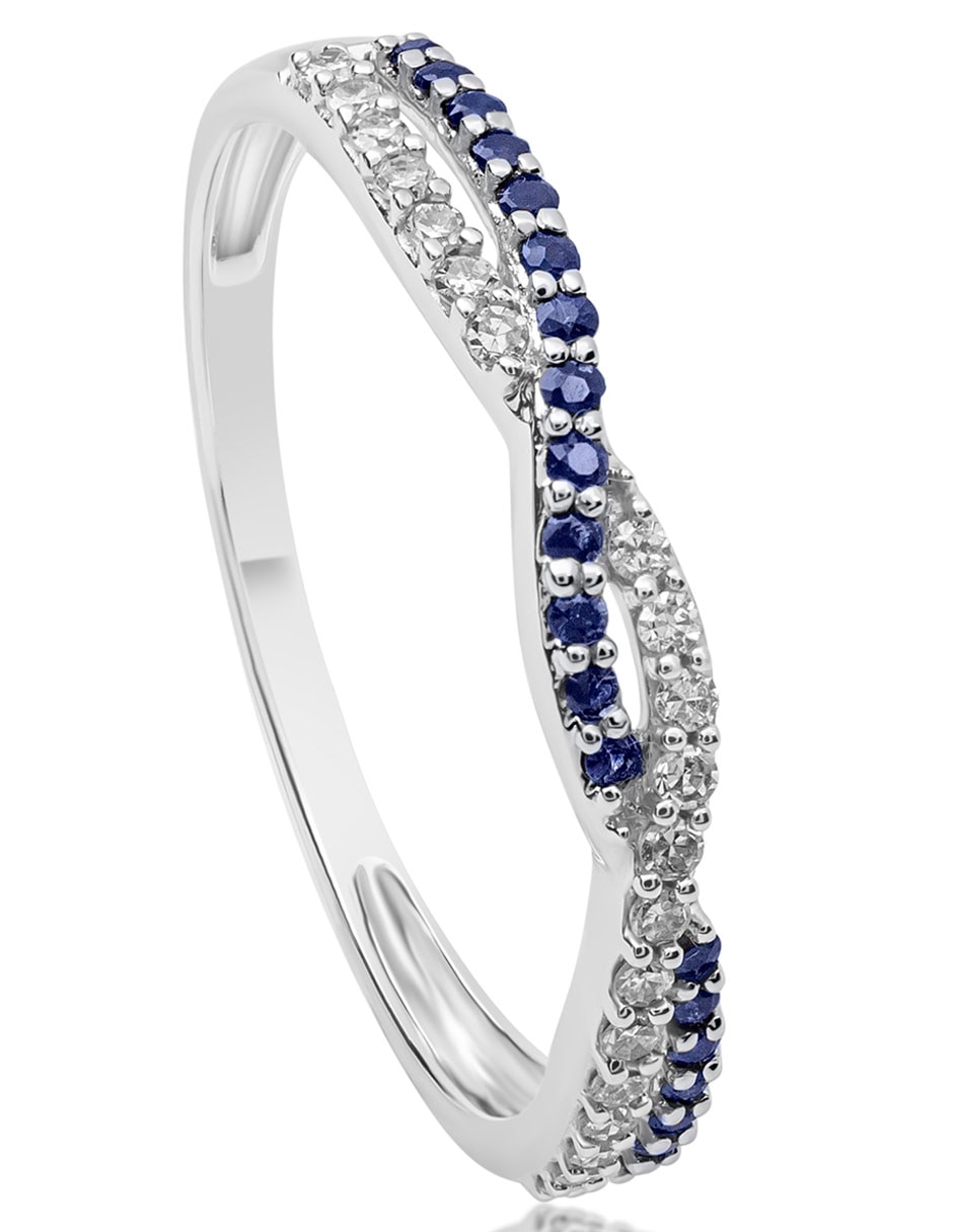 Anillo de compromiso de oro blanco 14 k zafiro 3