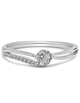 Anillo de compromiso de oro blanco 14 k diamante Anillo de compromiso de oro blanco 14 k diamante