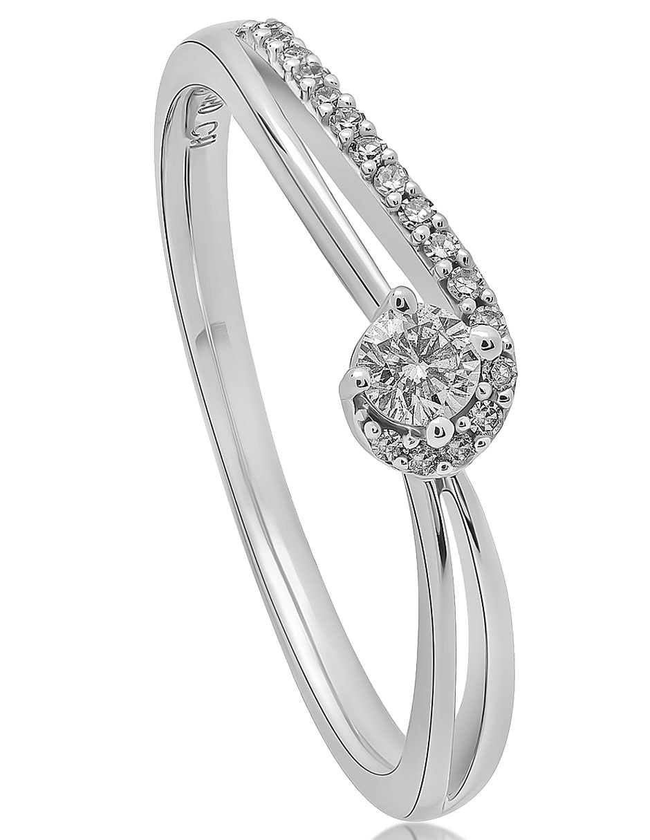 Anillo de compromiso de oro blanco 14 k diamante 3