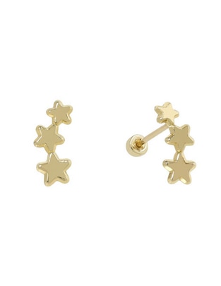 Broqueles de estrella D Cadena de oro con acabado brillante zirconia