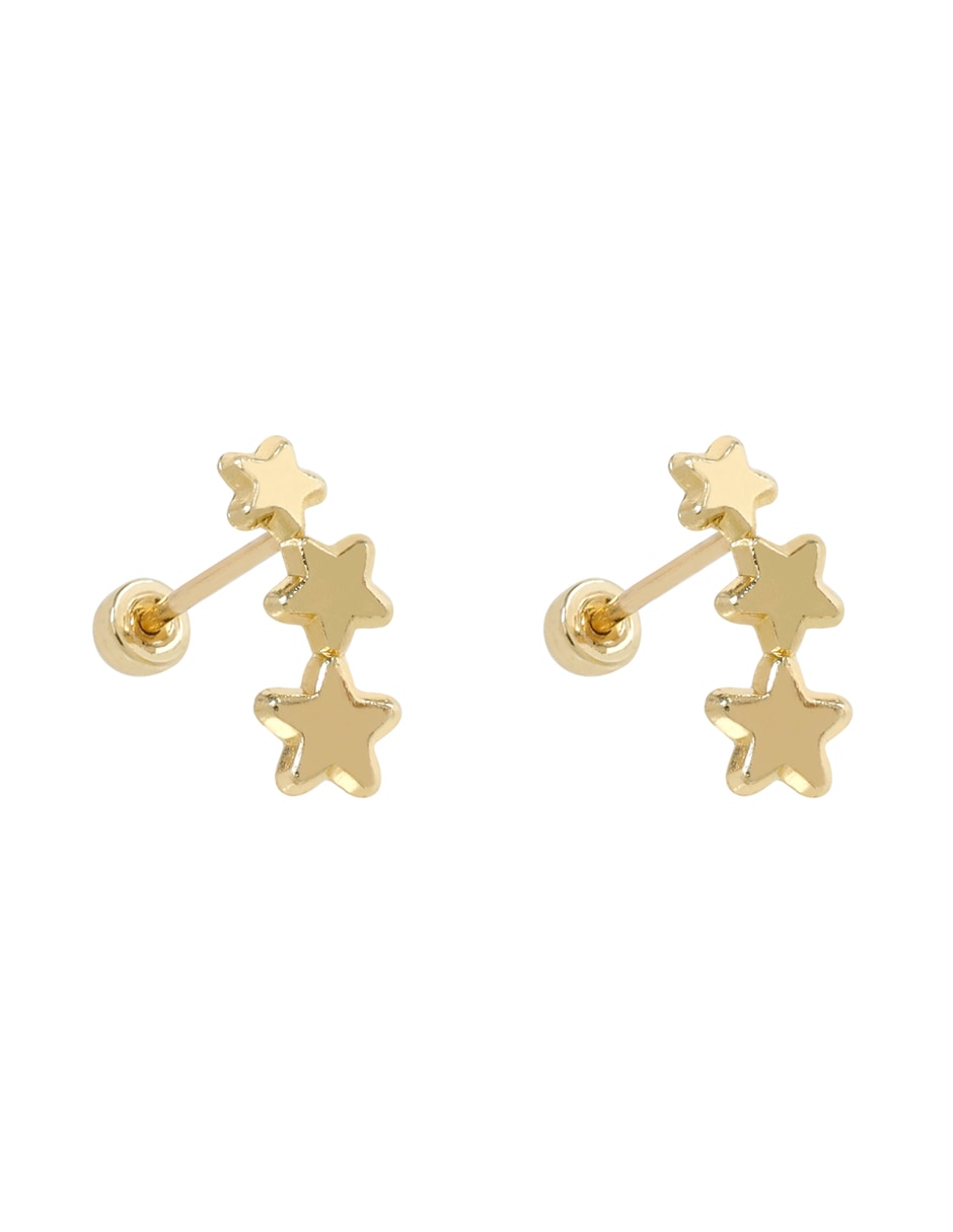 Broqueles de estrella D Cadena de oro con acabado brillante zirconia