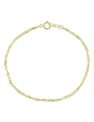 Pulsera D Cadena de oro 14 K con acabado brillante