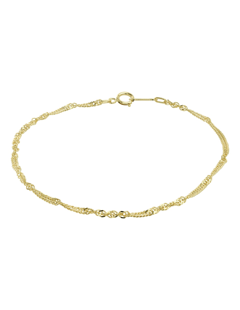 Pulsera D Cadena de oro 14 K con acabado brillante