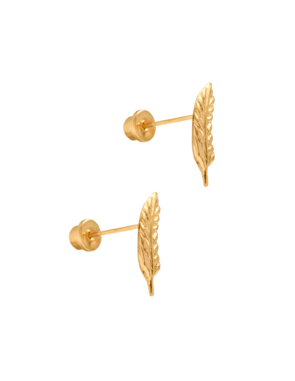 Broqueles de hoja de oro amarillo 14 K con acabado brillante
