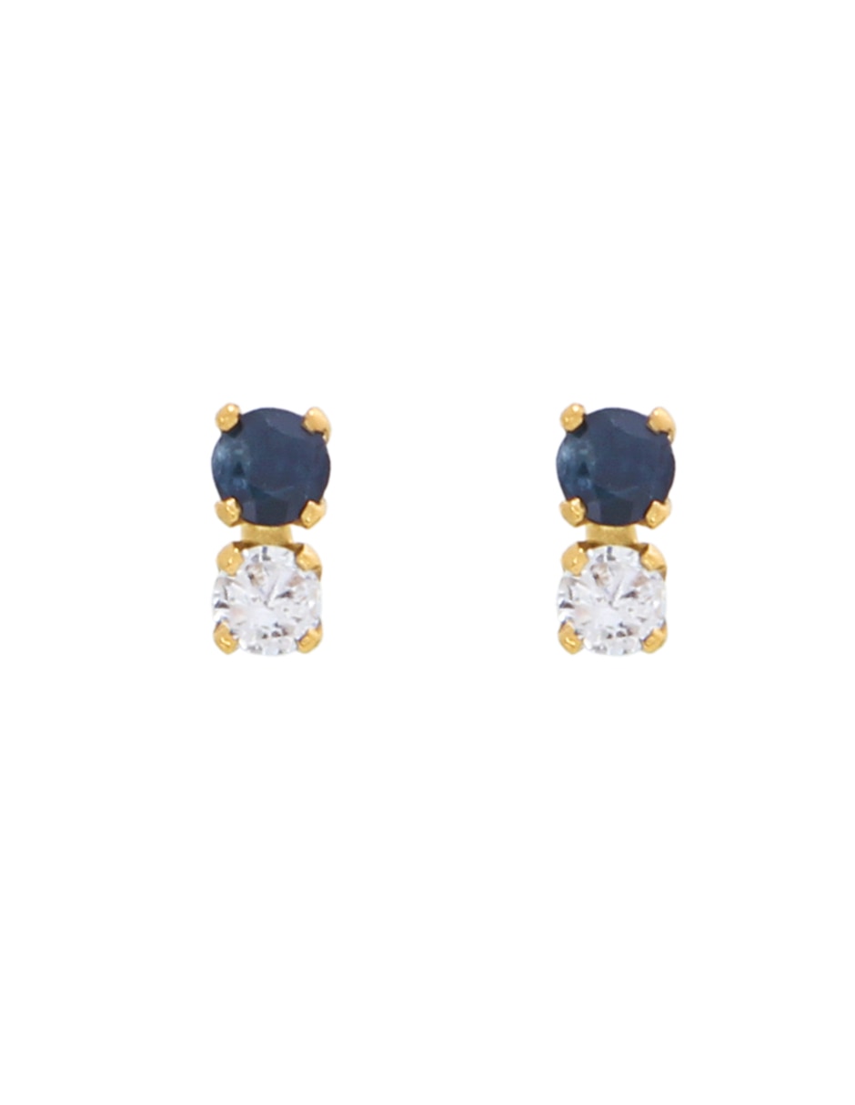 Broqueles Roca de oro amarillo 14 K con acabado brillante zirconia