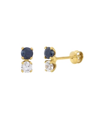 Broqueles Roca de oro amarillo 14 K con acabado brillante zirconia
