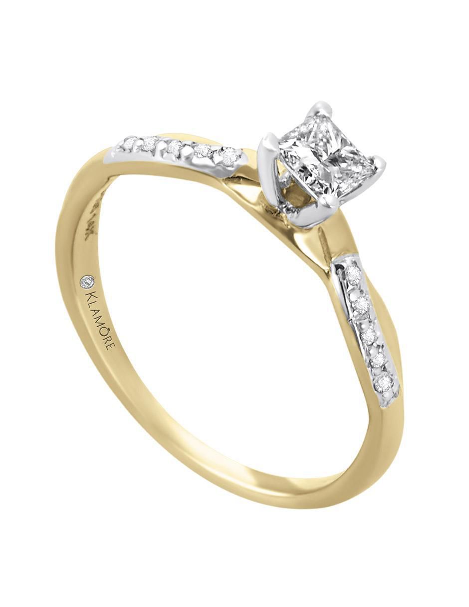 Solitario 14 k Robin diamante 2