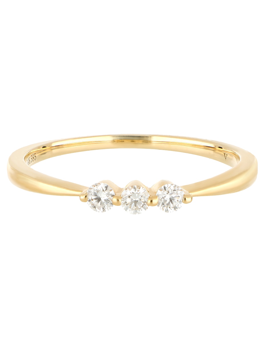 Anillo redondo Piedras Naturales de oro amarillo diamante