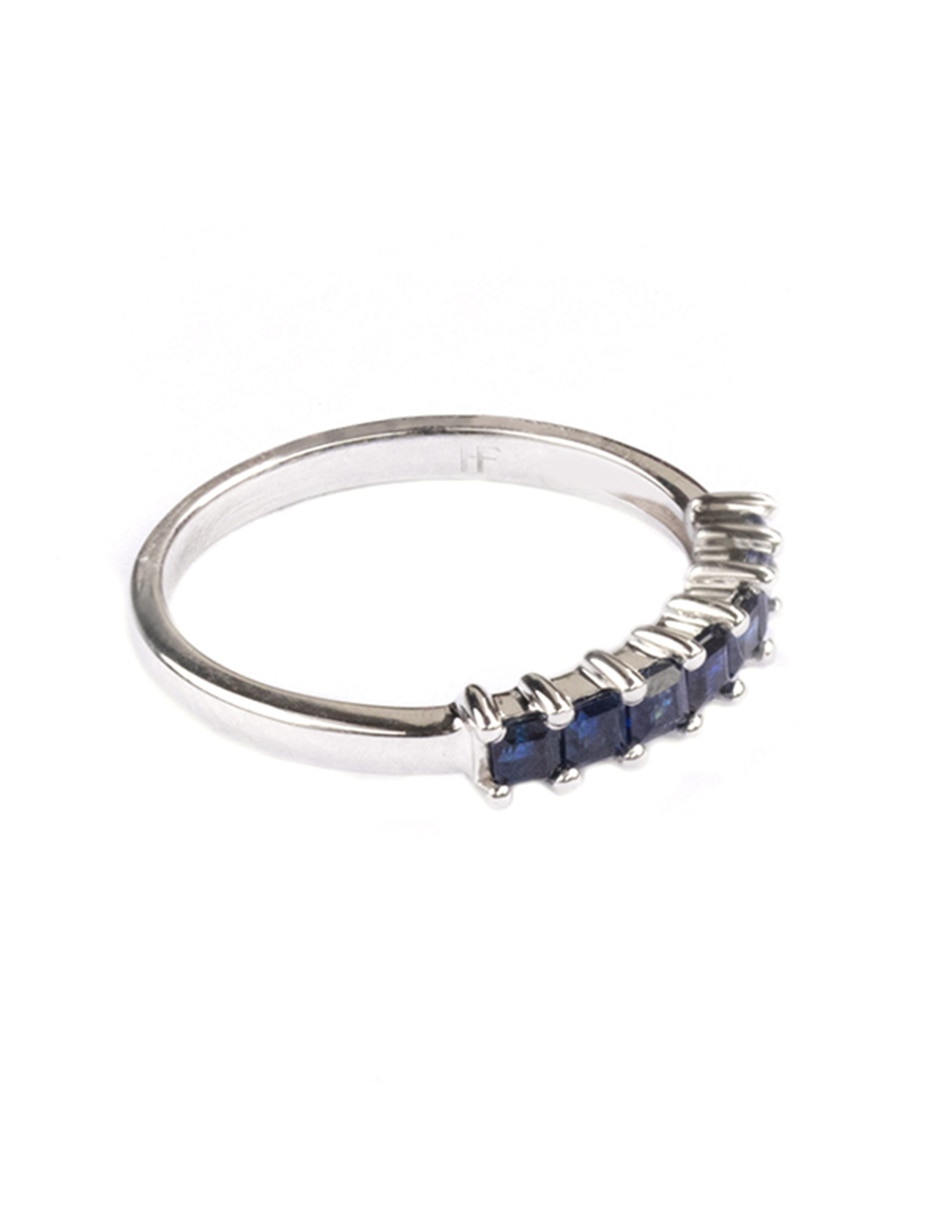 Anillo geométrico Helodia de oro amarillo zafiro brillante 4