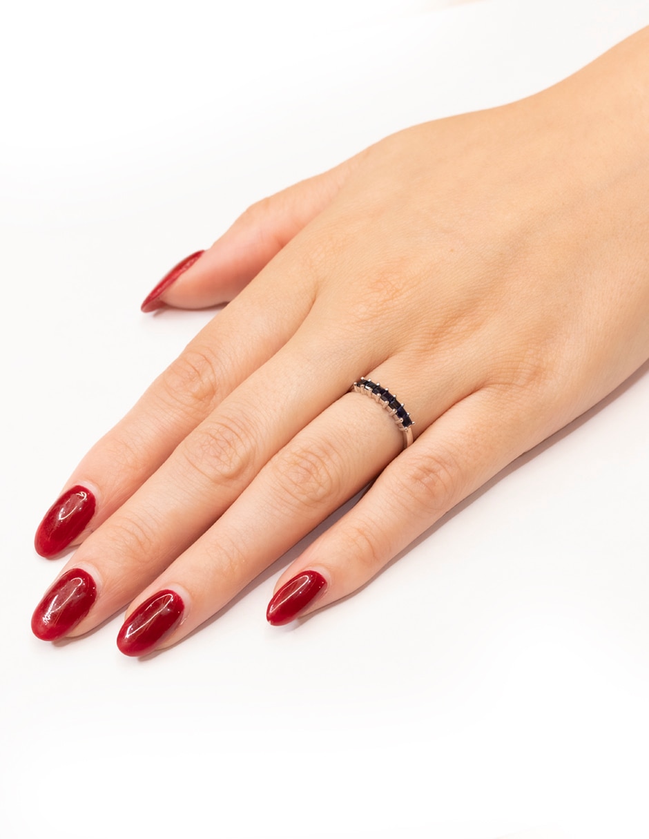 Anillo geométrico Helodia de oro amarillo zafiro brillante 3
