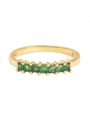 Anillo geométrico Helodia de oro amarillo esmeralda brillante 1