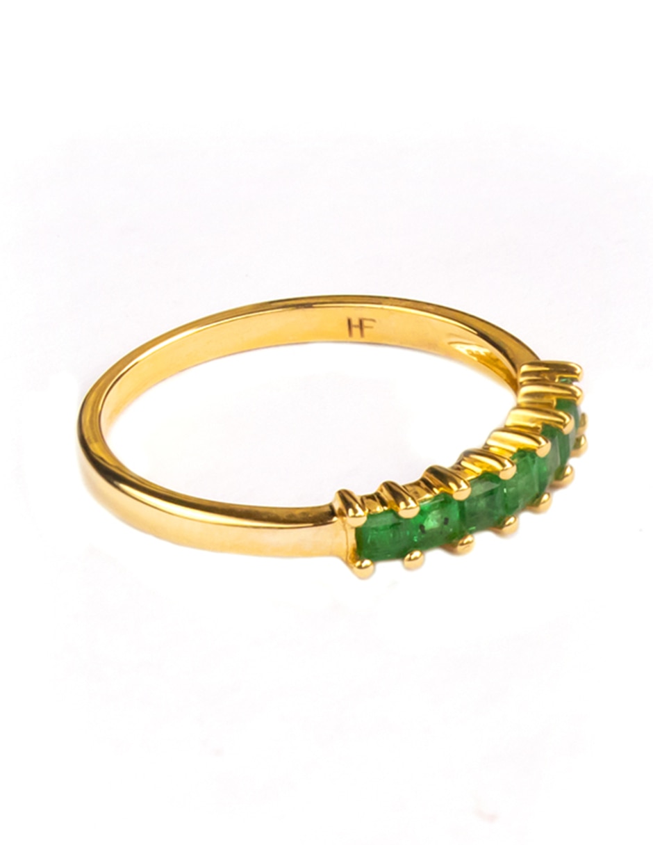 Anillo geométrico Helodia de oro amarillo esmeralda brillante 2