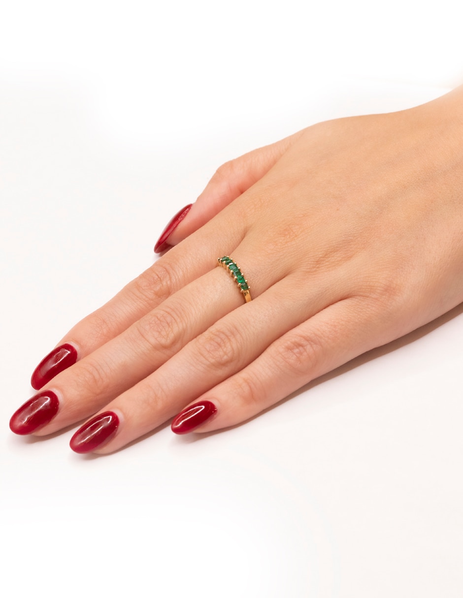 Anillo geométrico Helodia de oro amarillo esmeralda brillante