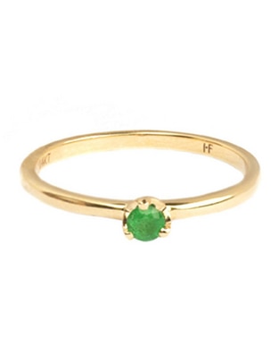 Anillo de corona Acuario de oro amarillo esmeralda brillante 1