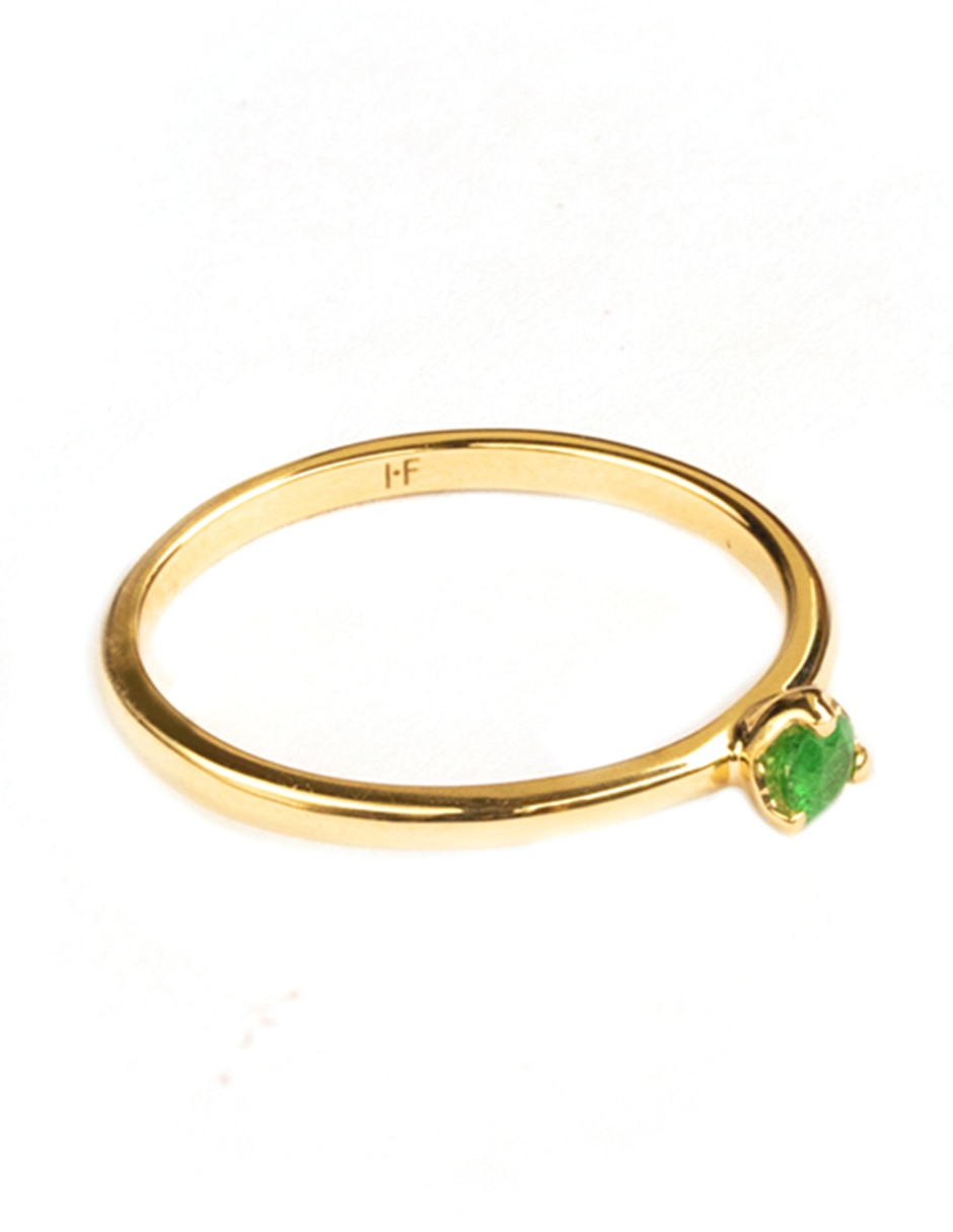 Anillo de corona Acuario de oro amarillo esmeralda brillante 2