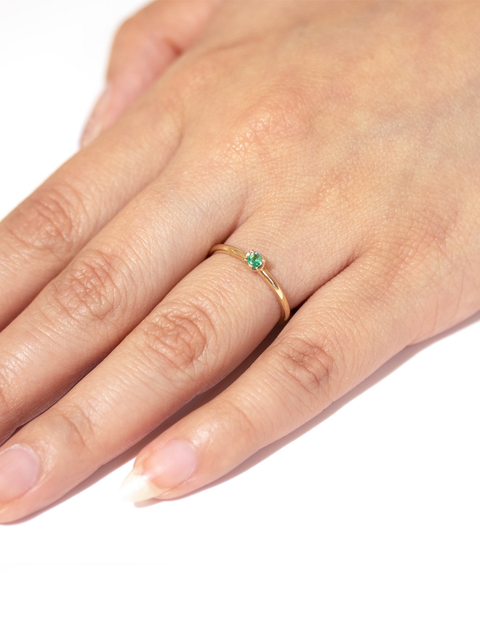 Anillo de corona Acuario de oro amarillo esmeralda brillante 3