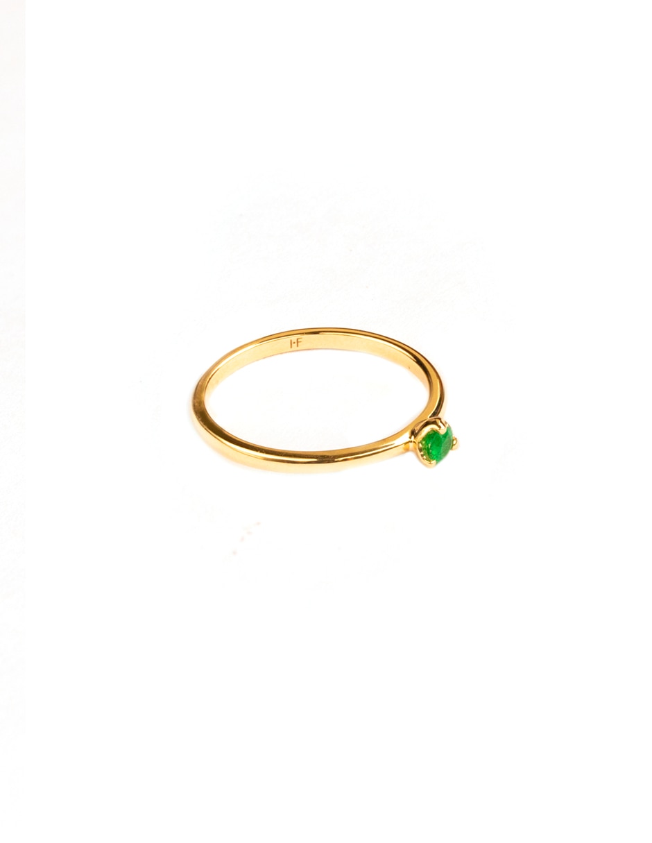 Anillo de corona Acuario de oro amarillo esmeralda brillante Anillo de corona Acuario de oro amarillo esmeralda brillante
