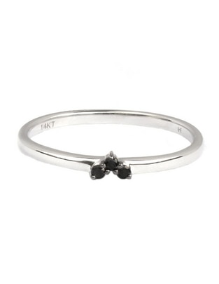 Anillo de corazón Abante de oro blanco diamante negro brillante 1
