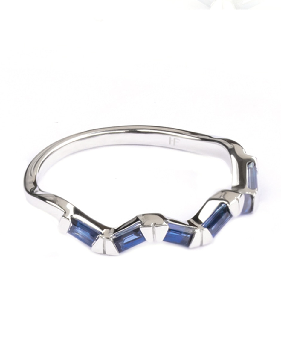 Anillo Galatea de oro blanco zafiro brillante 3