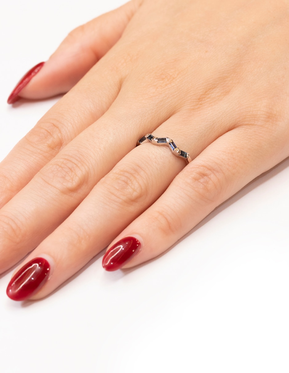 Anillo Galatea de oro blanco zafiro brillante