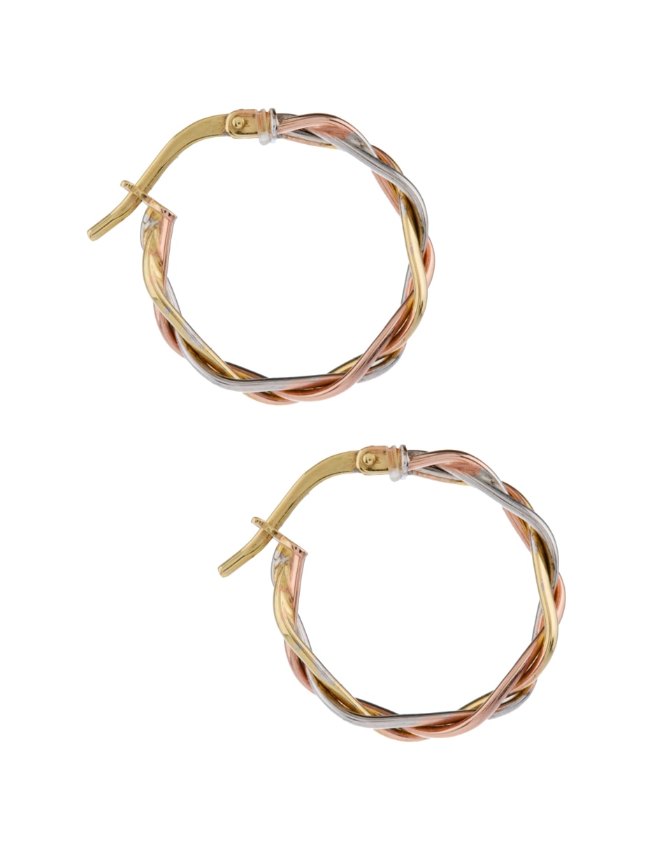 Arracadas de flor de oro florentino 14 K con acabado brillante 3