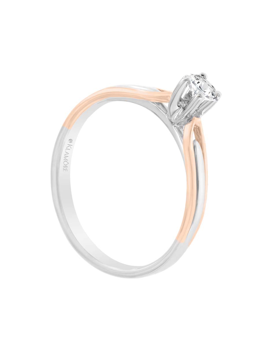 Solitario de oro blanco 14 k Klamore Fabianne diamante
