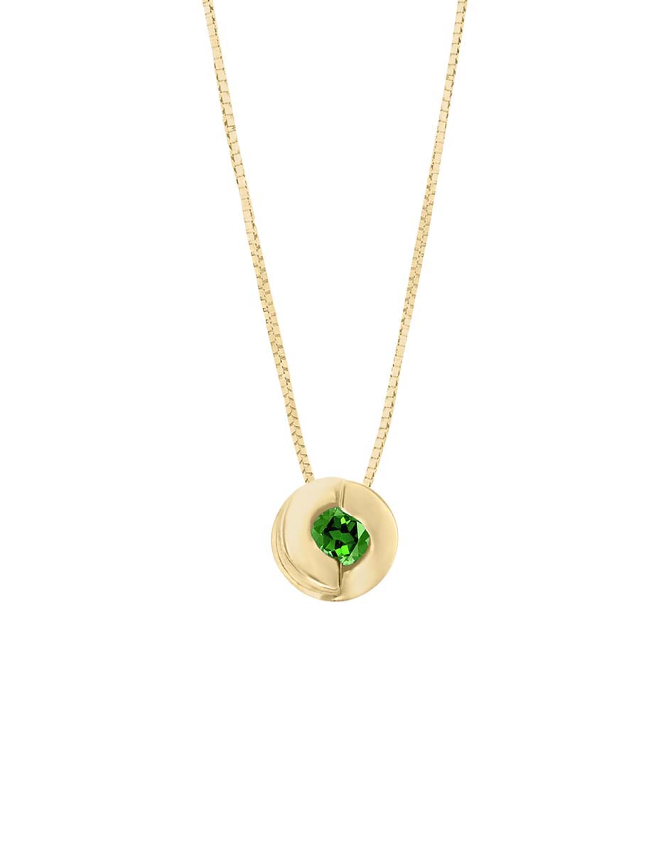Colgante y dije circular Fascinare Nuvole de oro amarillo 14 K esmeralda 2