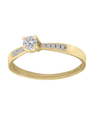 Solitario de oro amarillo 14 k Miloro con laterales diamante