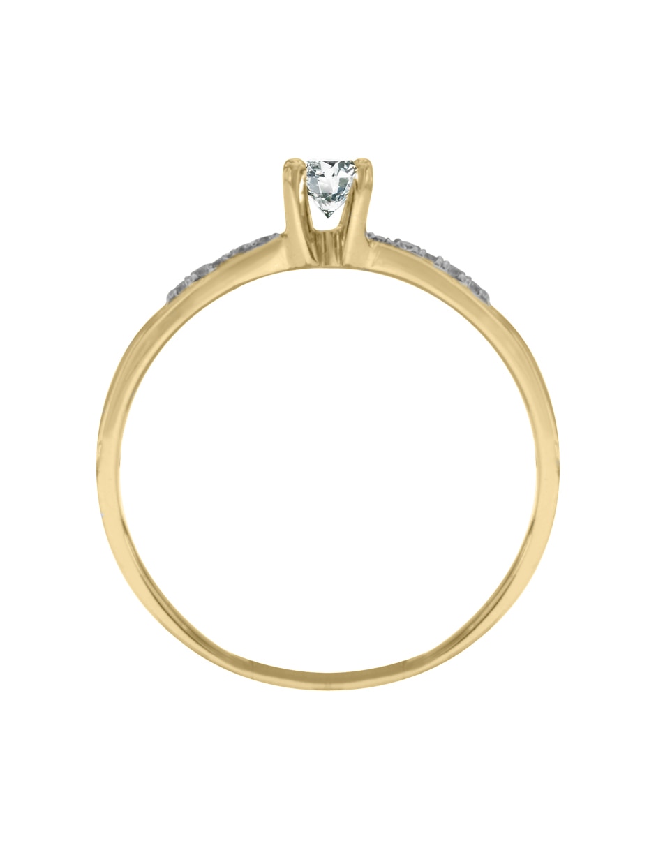 Solitario de oro amarillo 14 k Miloro con laterales diamante 2