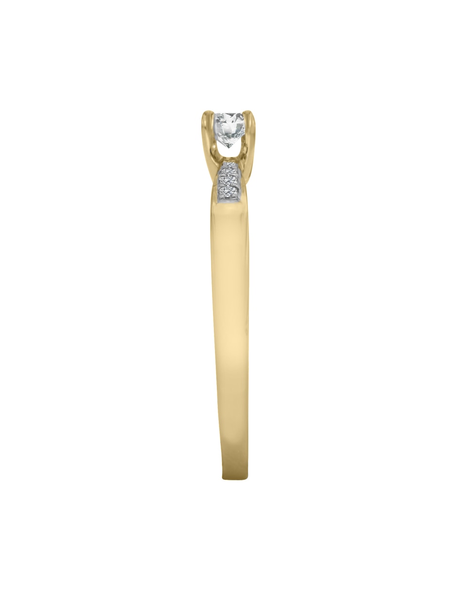 Solitario de oro amarillo 14 k Miloro con laterales diamante 4