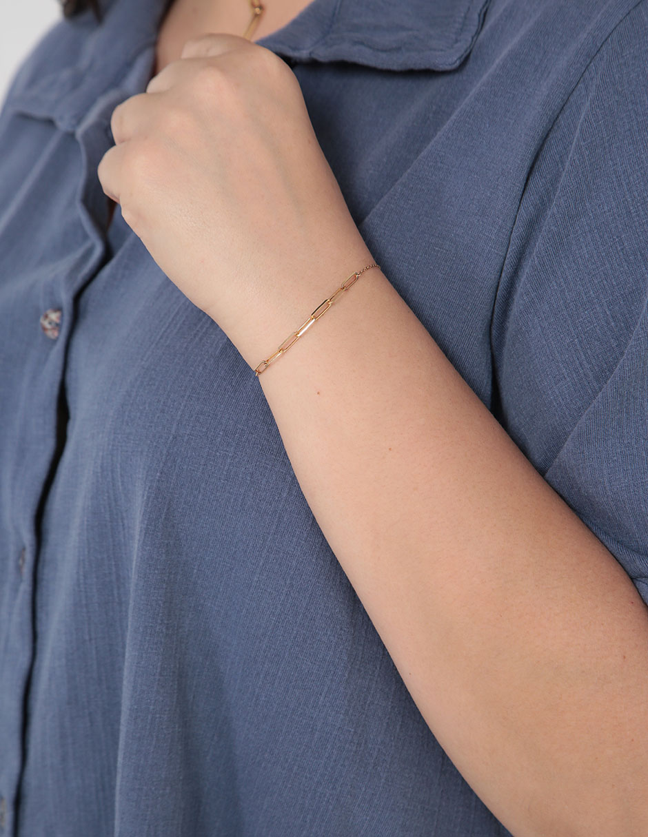 Pulsera de oro 14 K acabado liso 3
